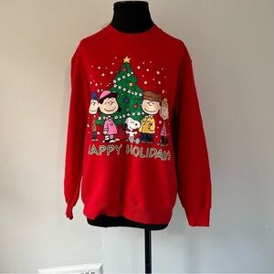 Peanuts charlie brown happy holidays sweatshirt top size large
